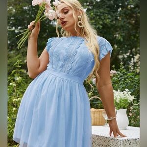 #17 ✨New✨ Powder Blue Dress with tulle over skirt 2XL